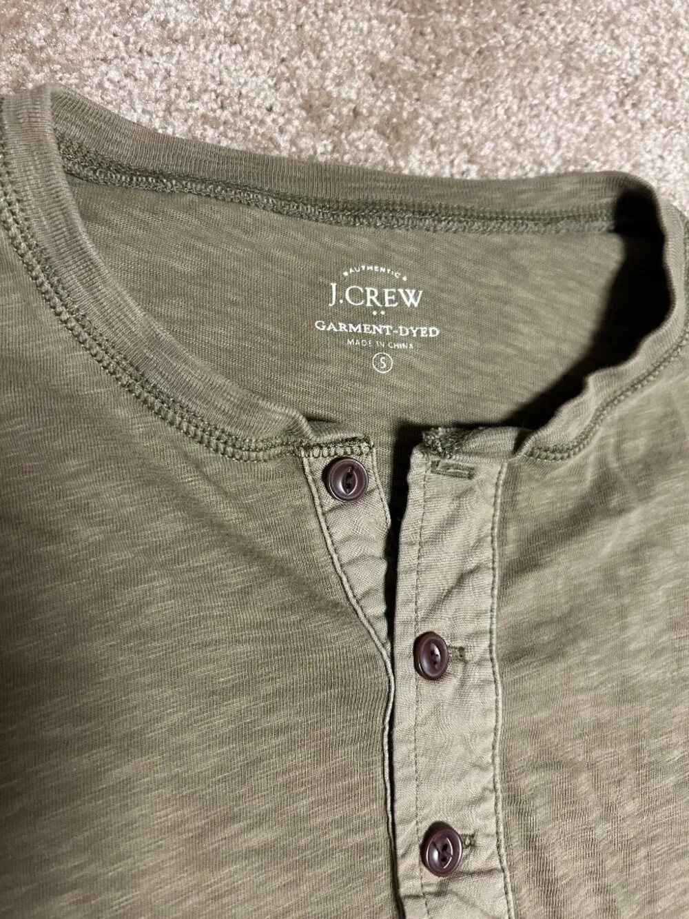 J Crew garment dyed henley long sleeve t shirt small